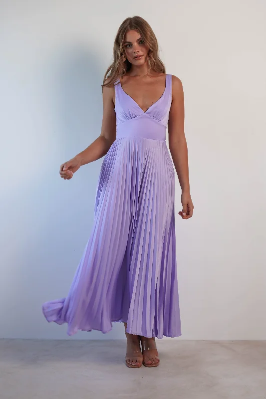 Cheri Pleated Midaxi Dress | Lilac