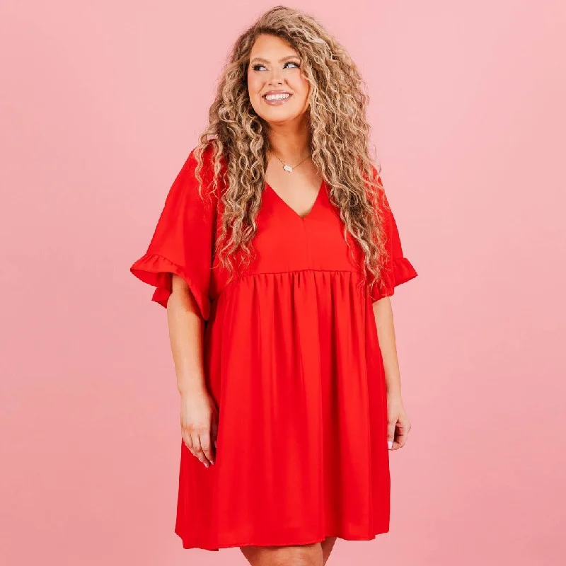 Flow My Own Way Dress, Red