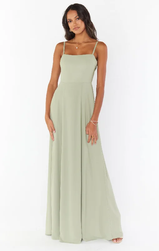 Lauren Tie Maxi Dress ~ Moss Green Crisp