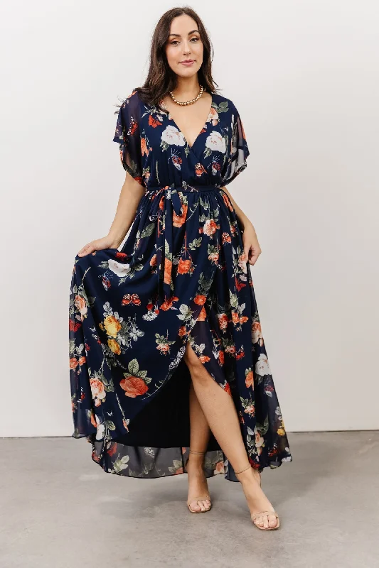 Madeline Maxi Dress | Navy + Coral Floral