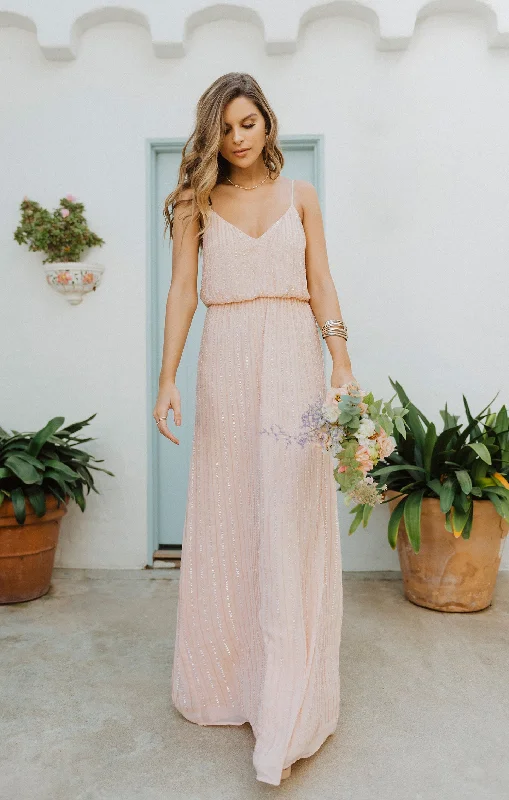 Victoria Maxi Dress ~ Dusty Blush Beaded