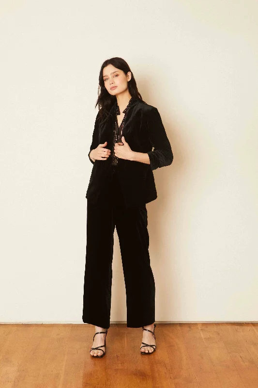 Bex Velvet Blazer in Black