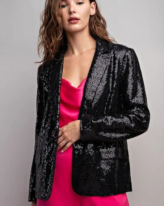 BRITTA BLACK BLAZER WITH CLEAR SEQUINS