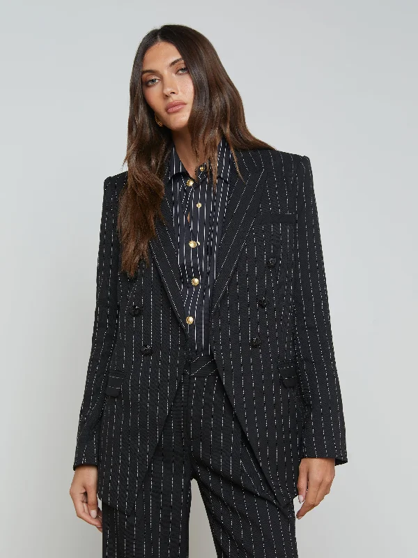 Kendi Pinstriped Long Blazer