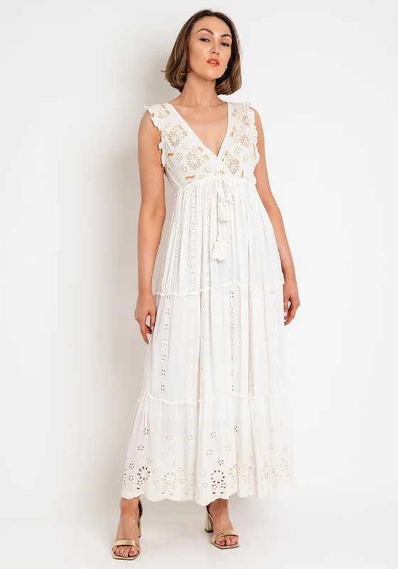 Seventy1 One Size Embroidered Maxi Dress, Ecru