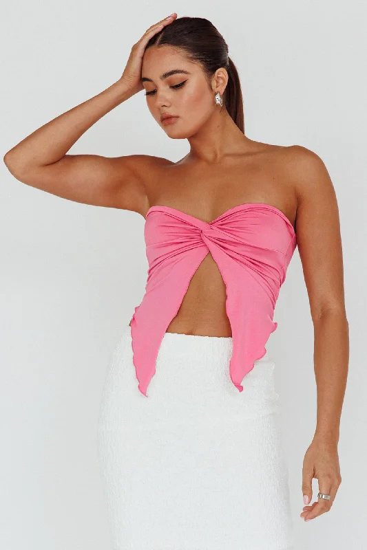 Lulu Strapless Crop Top Candy Pink