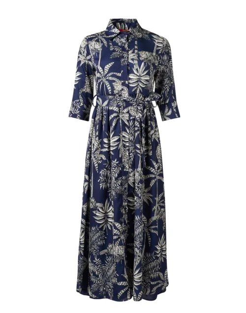 Natalia Navy Print Shirt Dress