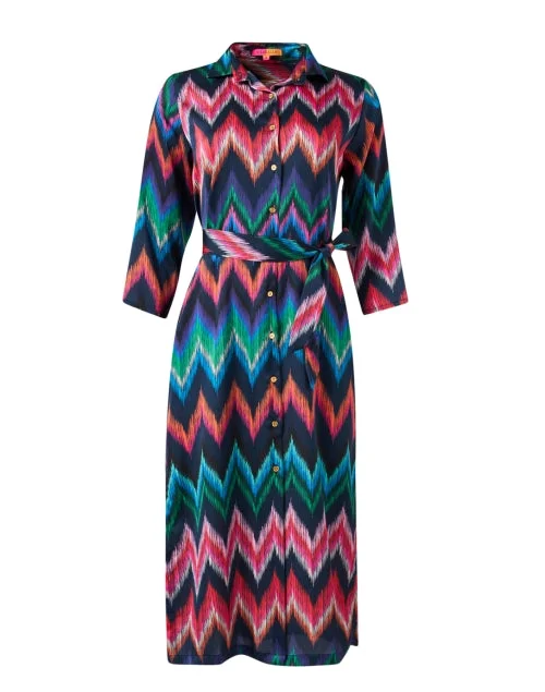 Nela Zig Zag Print Shirt Dress