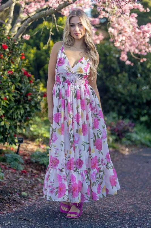 Presley Midi Dress Pink Floral