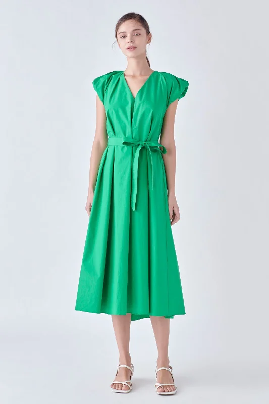 Puffy Sleeve Midi Dress