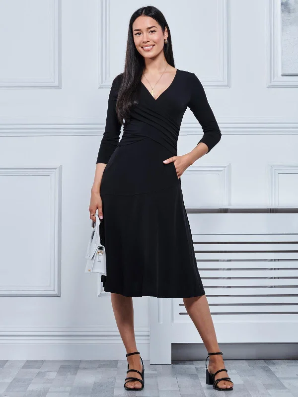 Quane Jersey Fit & Flare Dress, Black