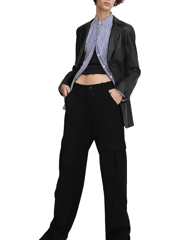 Irina Womens High Rise Knit Cargo Pants