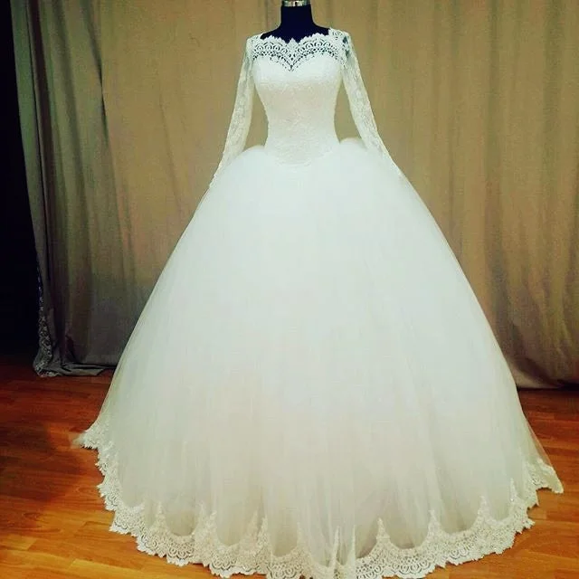 Lace Long Sleeves Wedding Dresses Ball Gowns