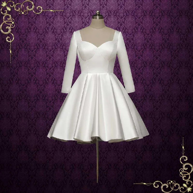 Short Retro Satin Tea Length Wedding Dress DANICA