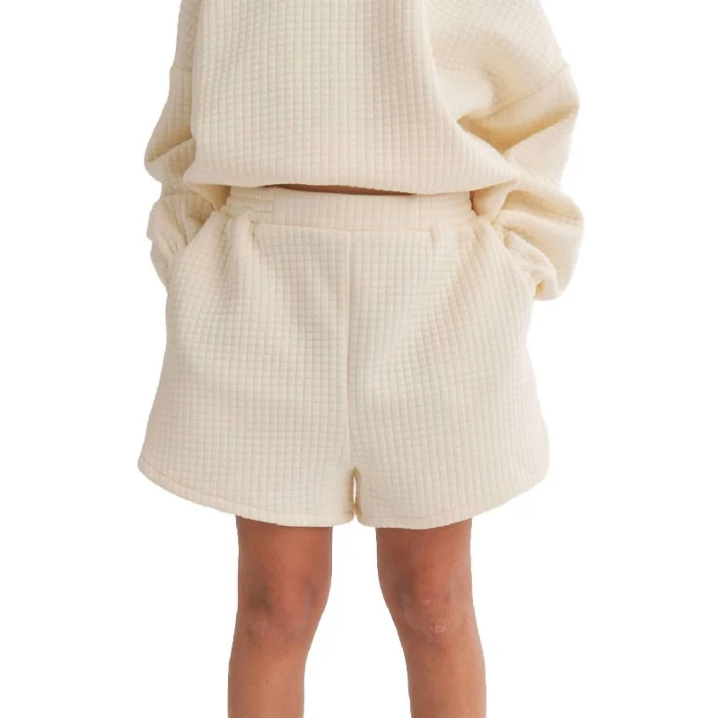 Tween Pastime Textured Terry Shorts In Ivory