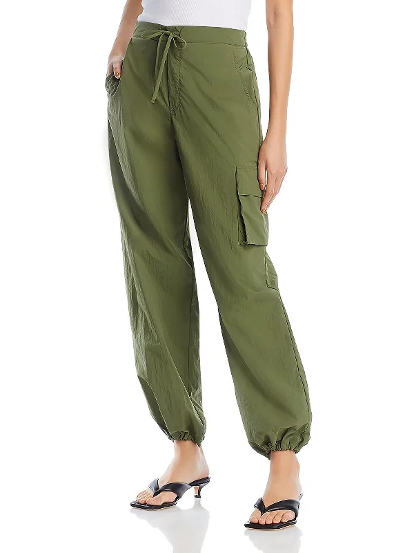 Womens High Rise Drawstring Cargo Pants