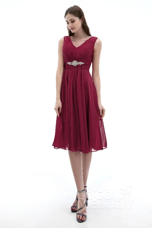 A-Line Knee Length Chiffon Bridesmaids Dress COZK1302A