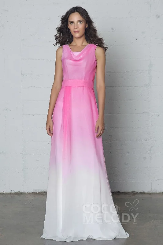 Sheath-Column Floor Length Chiffon Ombre Dress COZF17009