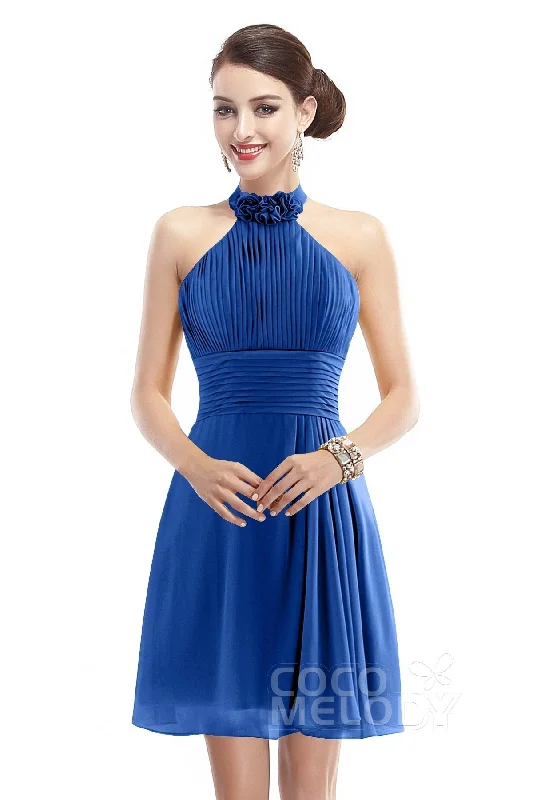 A-Line Short-Mini Chiffon Bridesmaid Dress COZK1401B