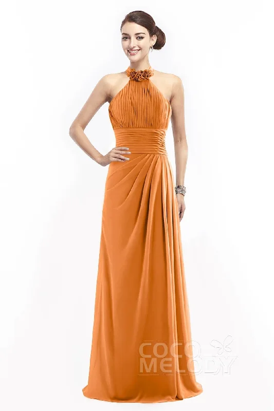 Sheath Floor Length Chiffon Bridesmaid Dress COZF14020