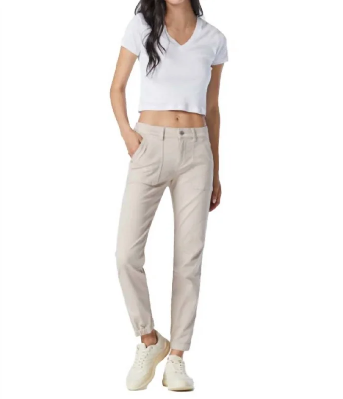 Ivy Mid Rise Cargo Pants In Silver Cloud Twill