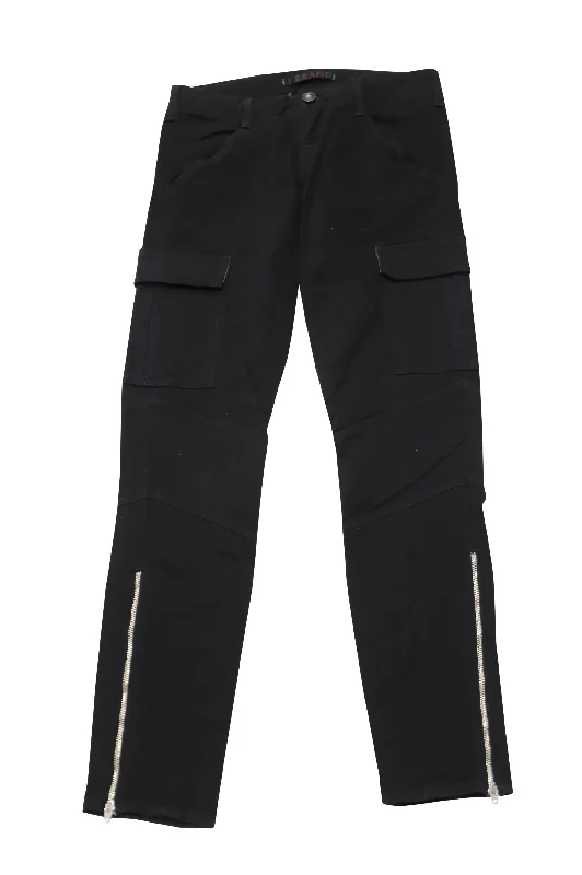 J Brand Houlihan Cargo Pants with Ankle Zip in Black Cotton