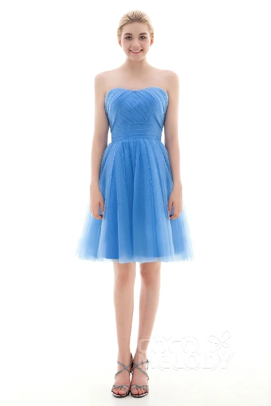 A-Line Short-Mini Tulle Bridesmaid Dress COLM16001