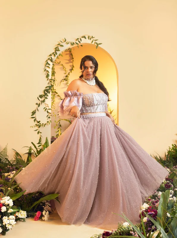 Nysa Mauve Pearl Tulle Lehenga