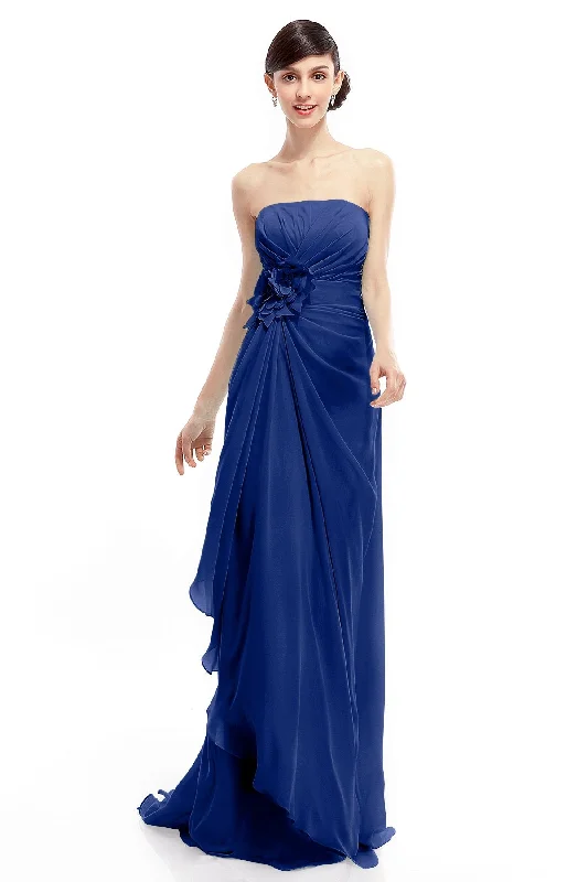 Sheath Sweep Train Chiffon Bridesmaid Dresses COLT1400B