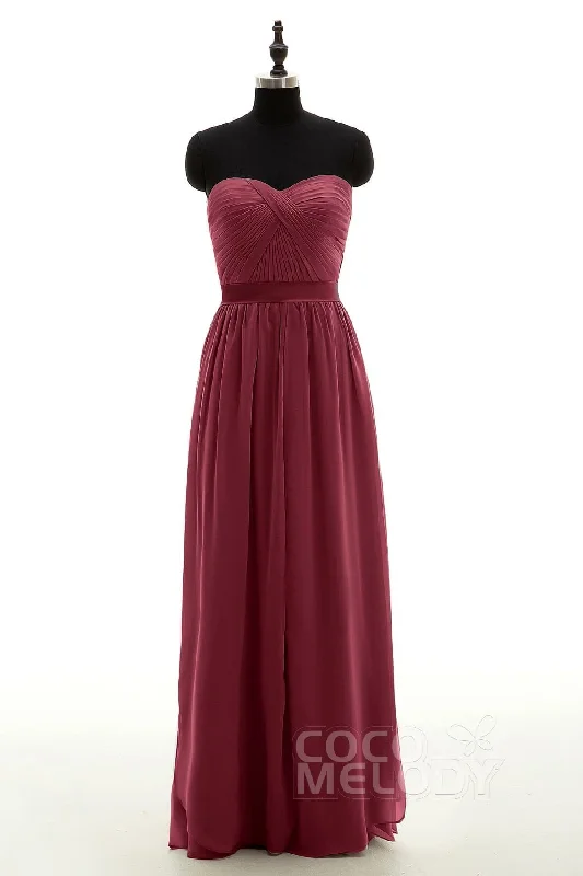 Sheath-Column Floor Length Chiffon Bridesmaid Dress NB3312