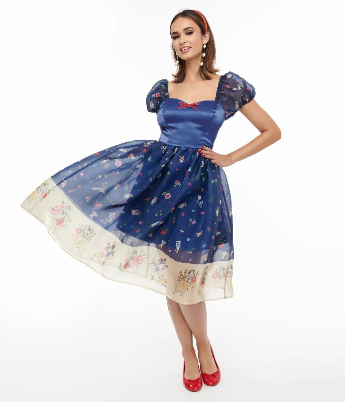 Disney Princess collection by Unique Vintage Blue Snow White Print Sweetheart Dress