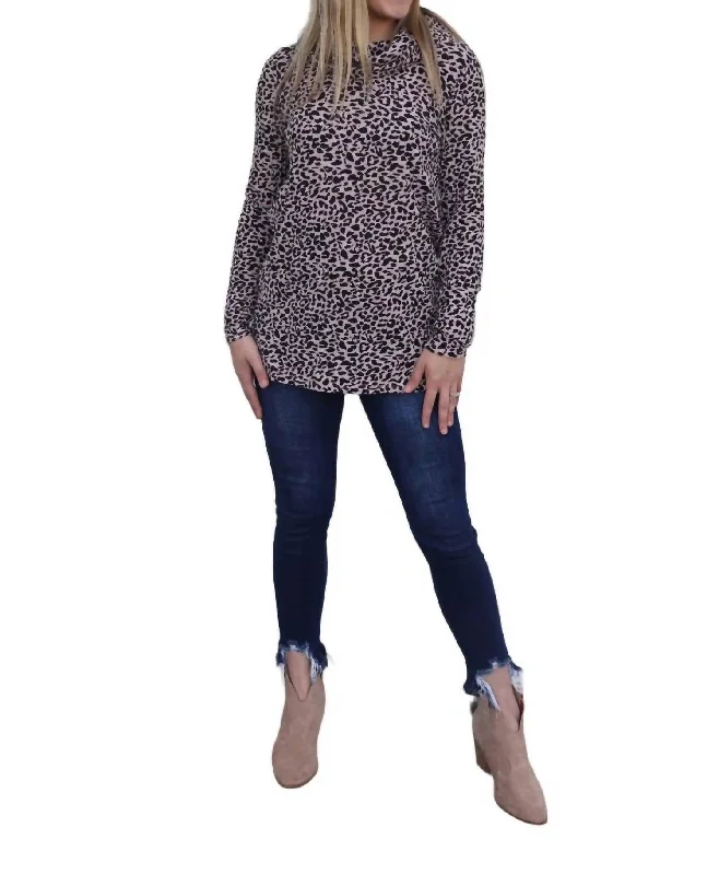 Cowl Neck Top In Leopard