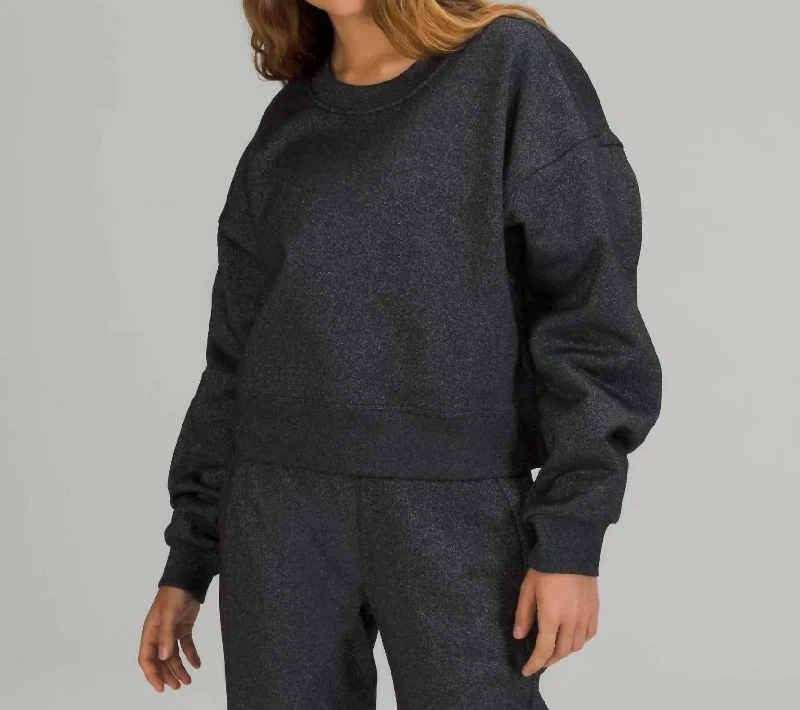 Perfectly Oversized Crop Crew Sweatshirt In Black Spark