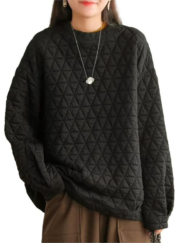 Quilted Textured Long Sleeve Top - Plus In Black