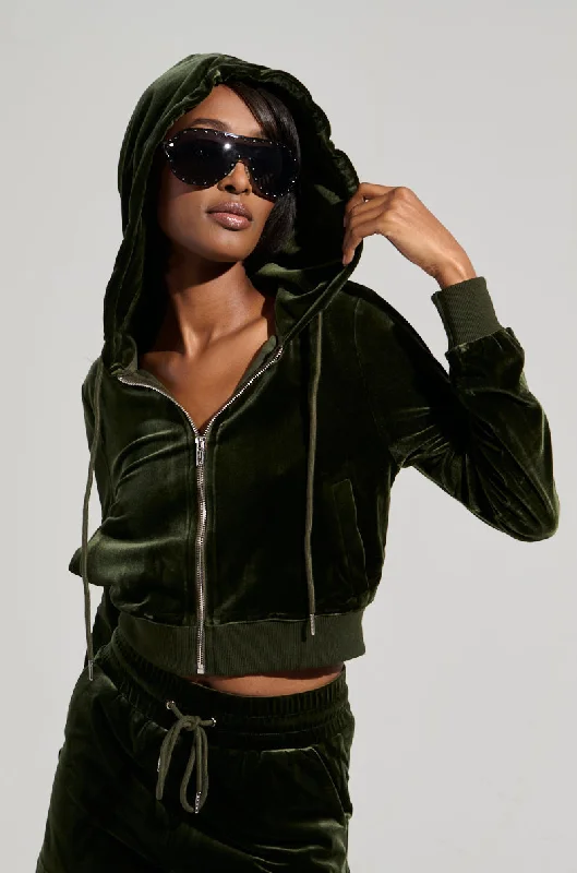 ROCKSTAR DREAM OLIVE ZIP UP SWEATSHIRT