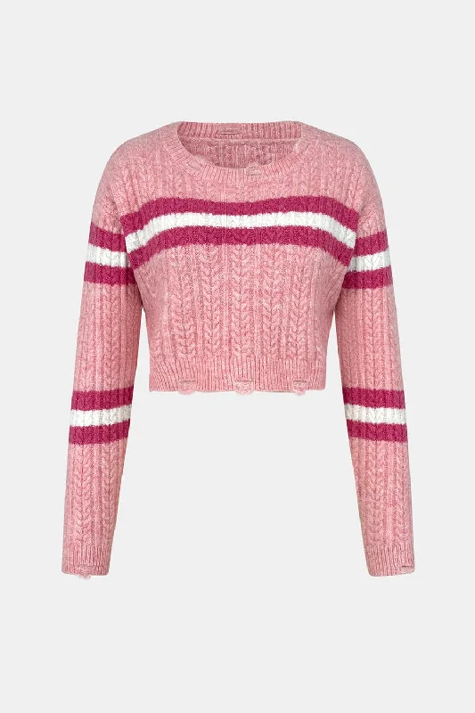 Cozy striped cable-knit sweater