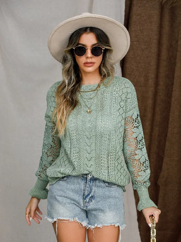 Cozy eyelet crochet sweater