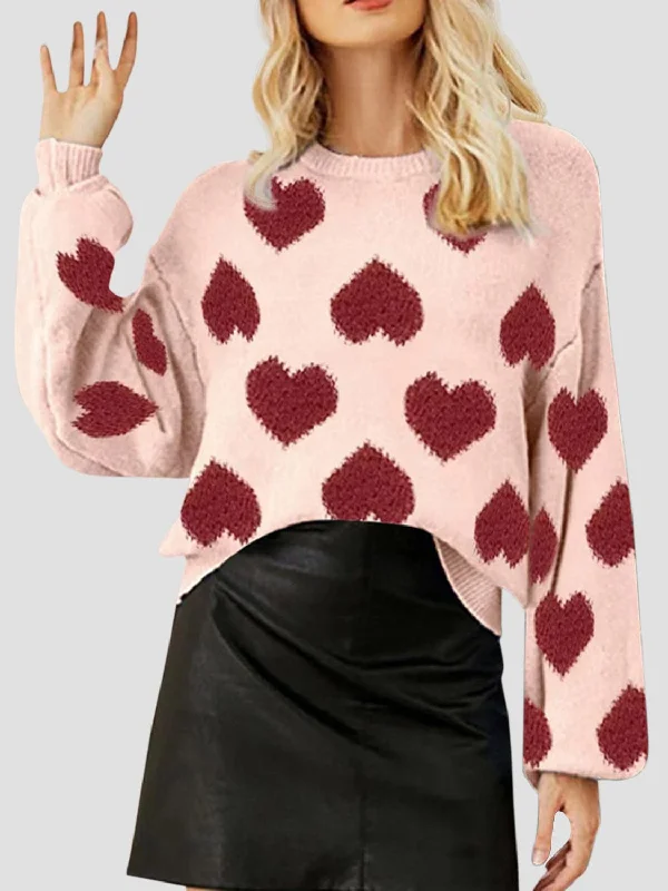 Cozy heart detail knit sweater