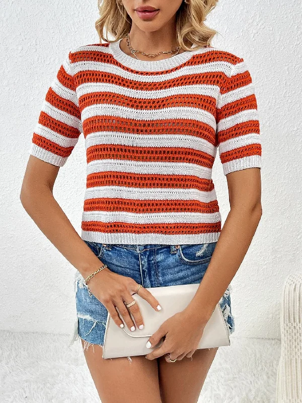 Trendy striped knit top - breathable design