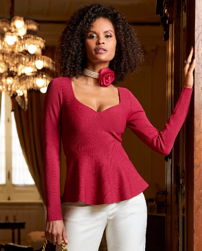 Sweetheart Peplum Sweater Jester Red