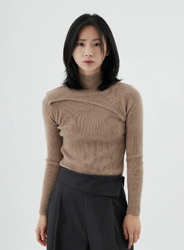 Turtleneck Long Sleeve Knit T-Shirt ON02