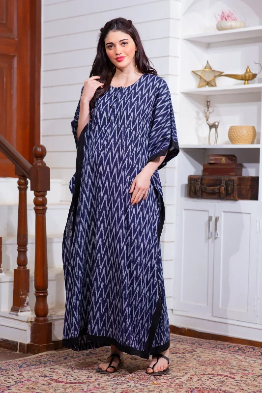 Indigo Cotton Maternity & Nursing Kaftan