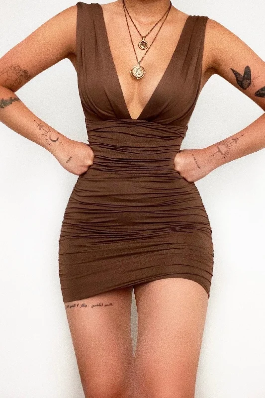 Dating Profile Mini Dress - Brown