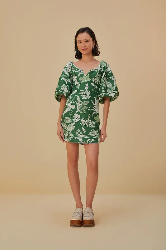 Forest Soul Green Short Sleeve Mini Dress