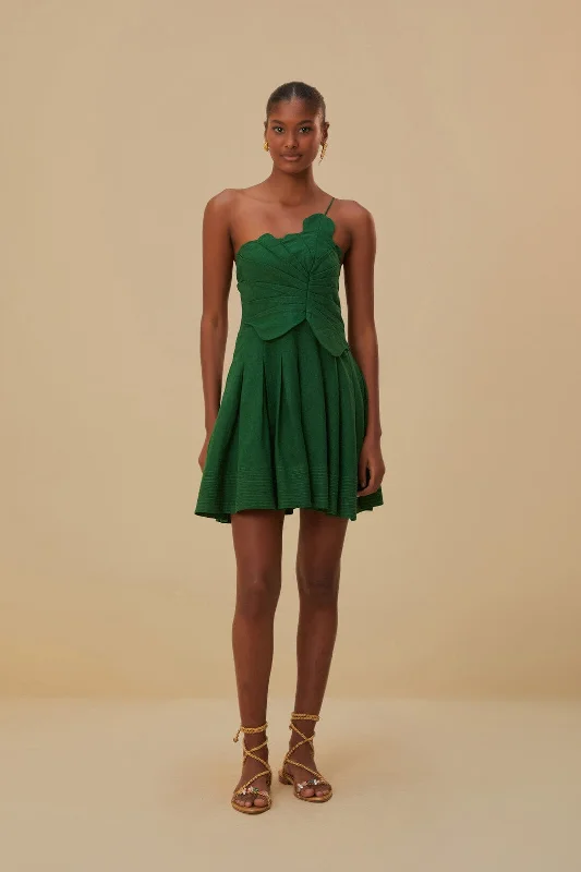 Green One Shoulder Lea Mini Dress