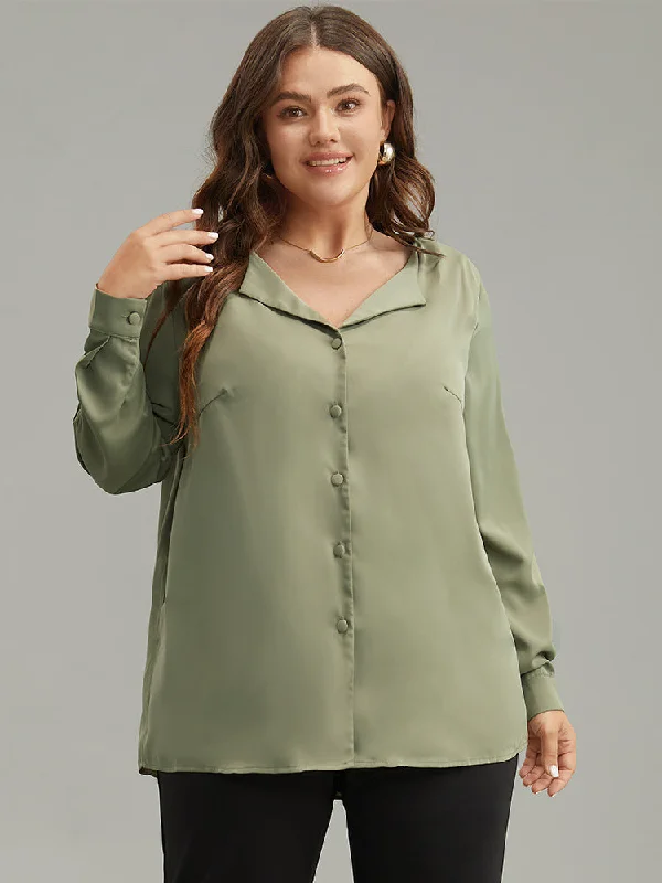 Lapel Collar Button Up Blouse