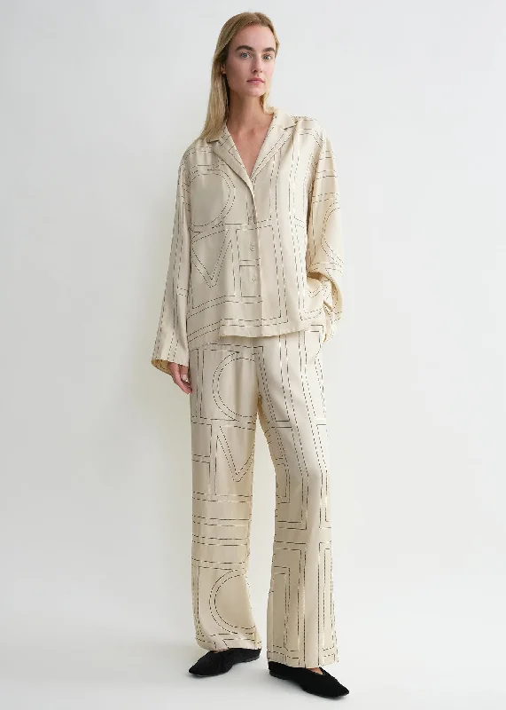 Monogram silk pj top ivory