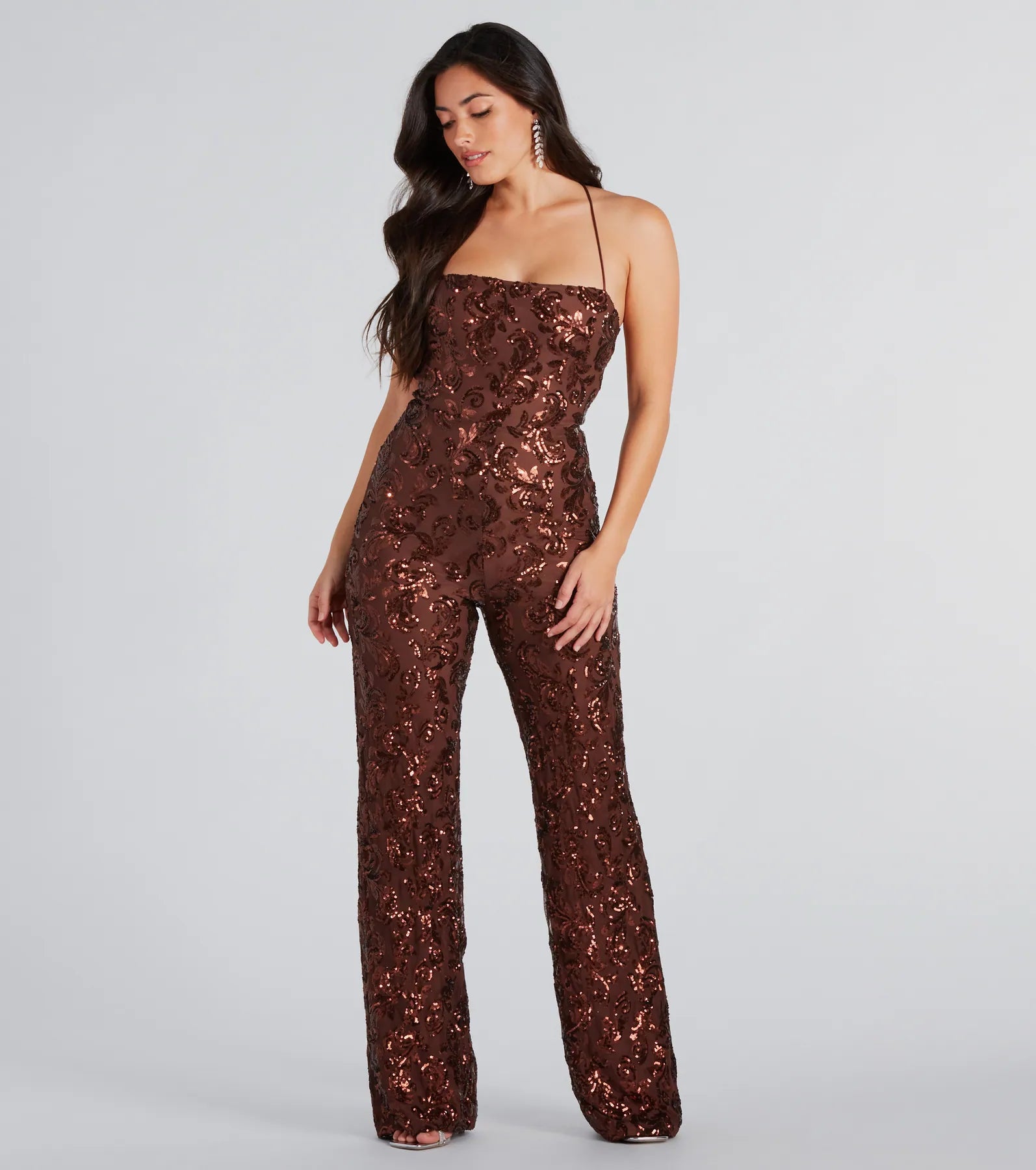 Radiate In Sequins Lace-Up Jumpsuit